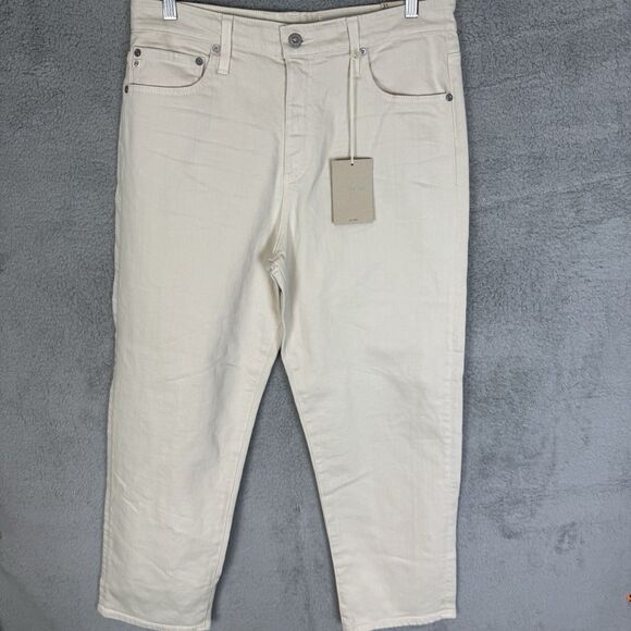 Adriano Goldschmied AG Jeans Womens 31 Ivory Aged Denim Rian High Rise Straight - Picture 1 of 12